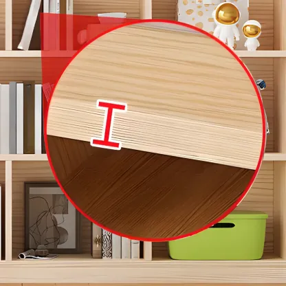 Simple Natural Wood Multi-Shelf Horizontal Bookcase Image - 7