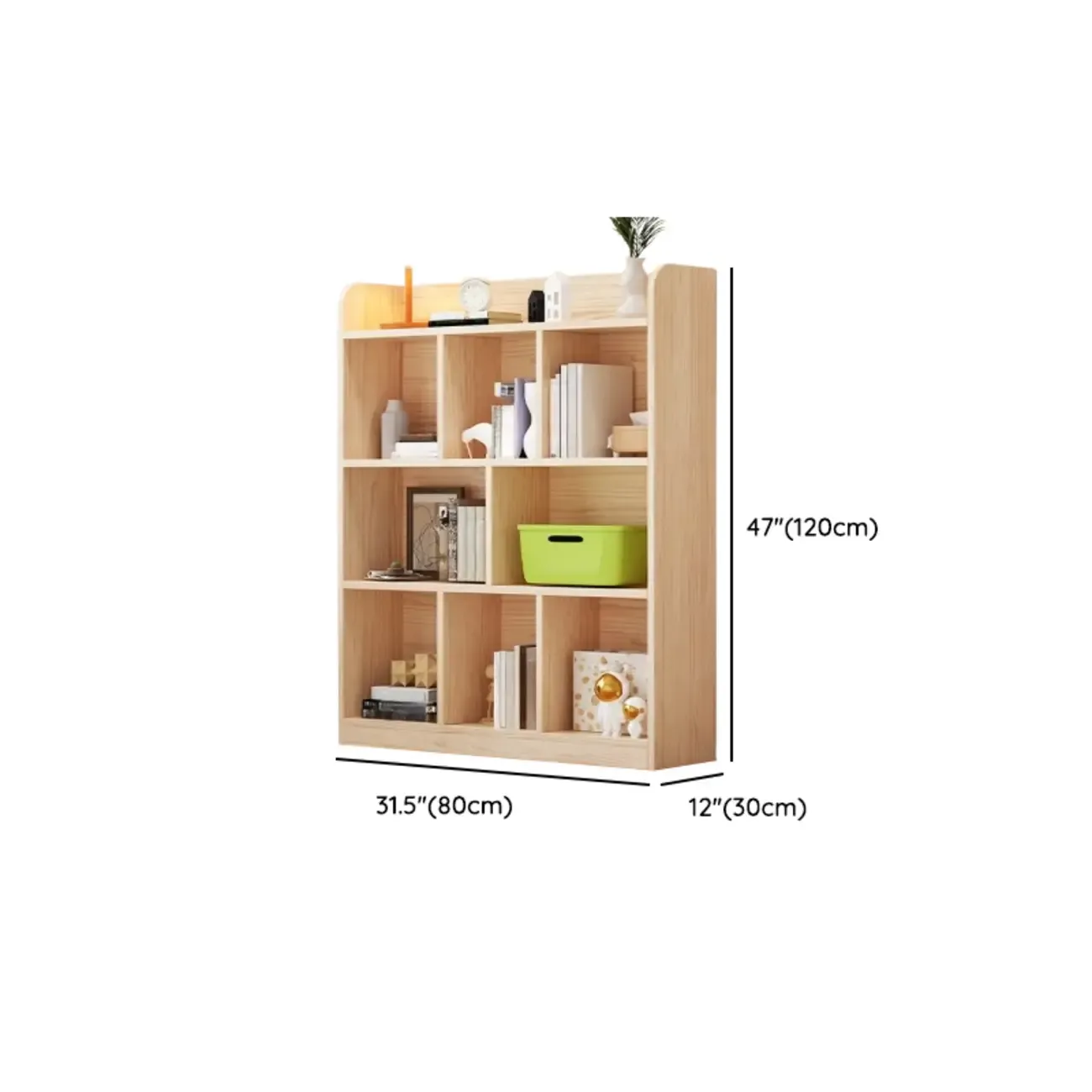 Simple Natural Wood Multi-Shelf Horizontal Bookcase Image - 15