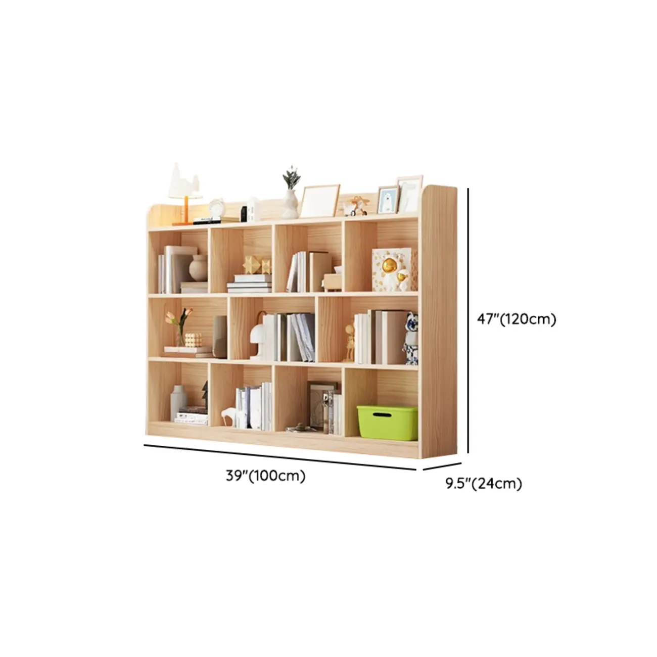Simple Natural Wood Multi-Shelf Horizontal Bookcase Image - 17 | homeyfad