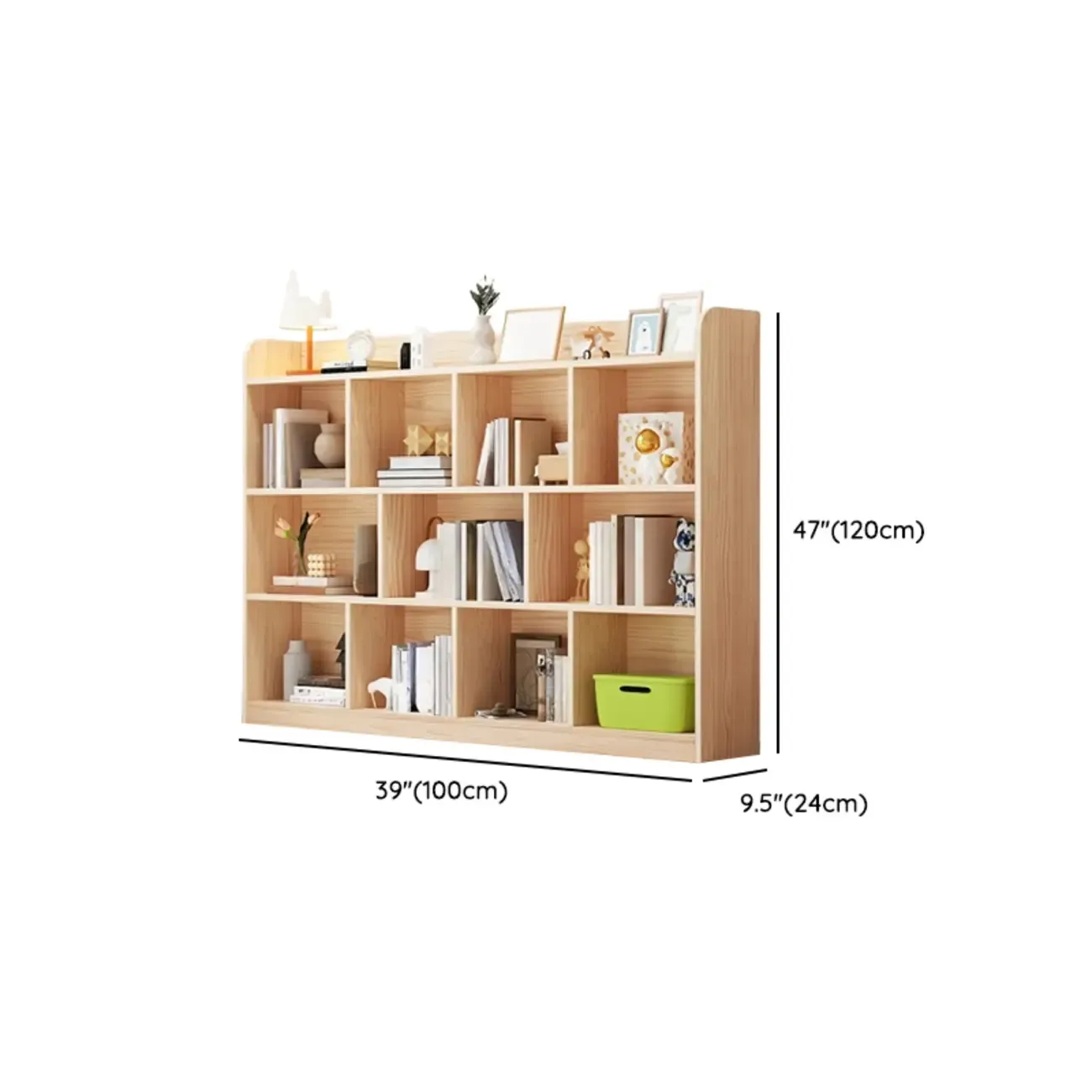 Simple Natural Wood Multi-Shelf Horizontal Bookcase Image - 17