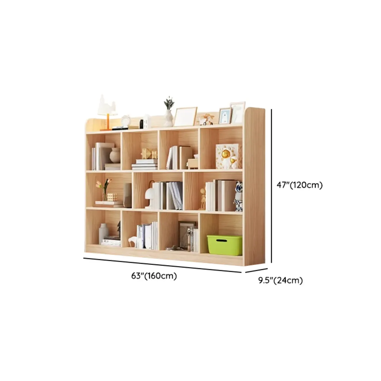 Simple Natural Wood Multi-Shelf Horizontal Bookcase Image - 20