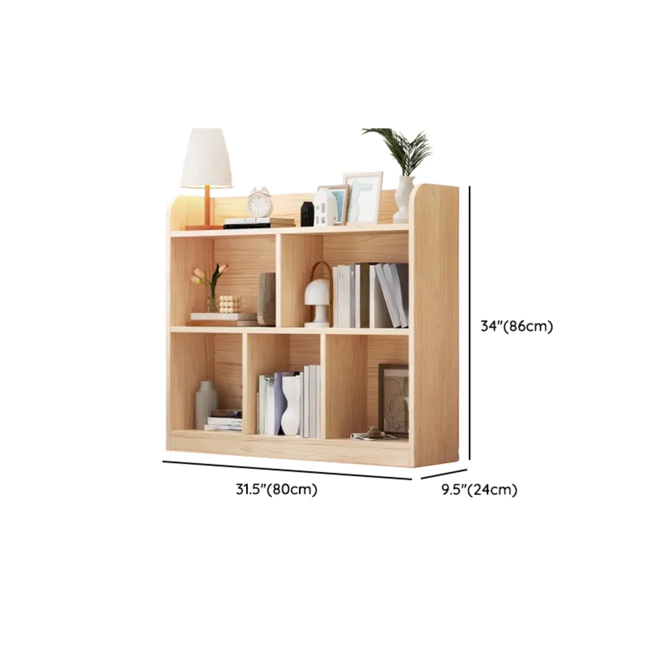 Simple Natural Wood Multi-Shelf Horizontal Bookcase Image - 25 | homeyfad