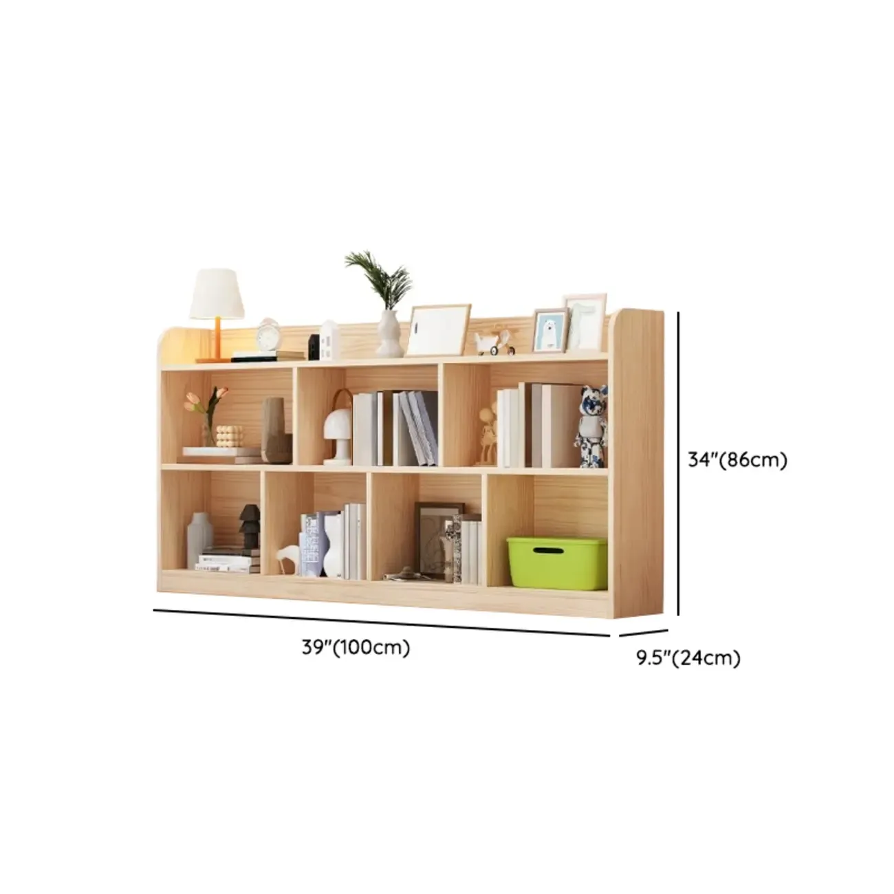 Simple Natural Wood Multi-Shelf Horizontal Bookcase Image - 26