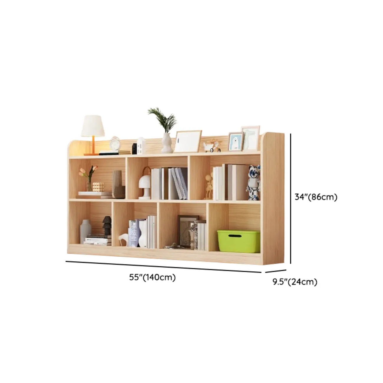 Simple Natural Wood Multi-Shelf Horizontal Bookcase Image - 28 | homeyfad
