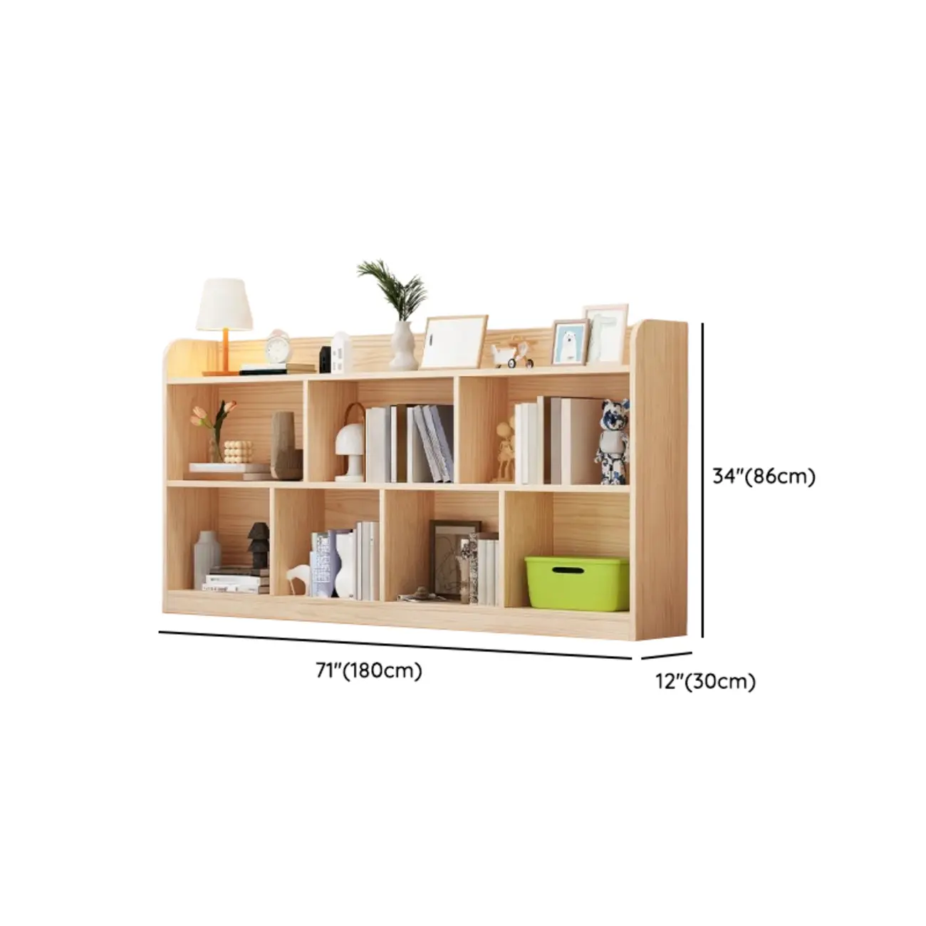 Simple Natural Wood Multi-Shelf Horizontal Bookcase Image - 35 | homeyfad