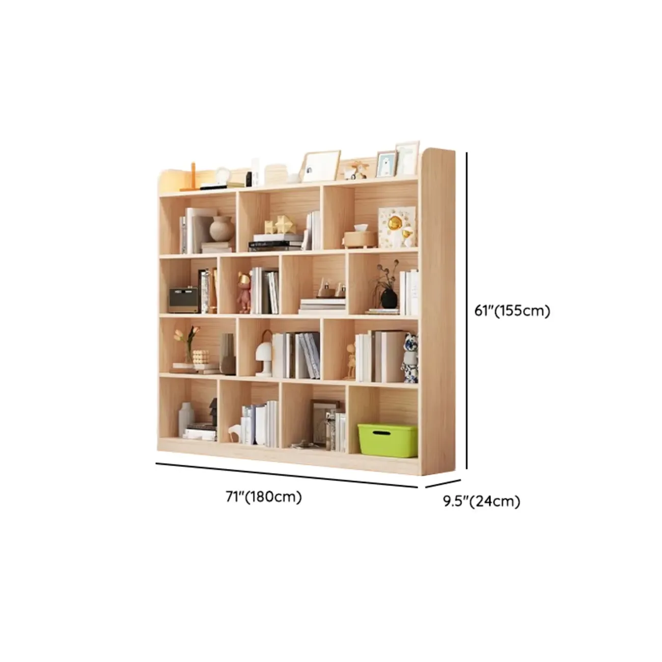 Simple Natural Wood Multi-Shelf Horizontal Bookcase Image - 40