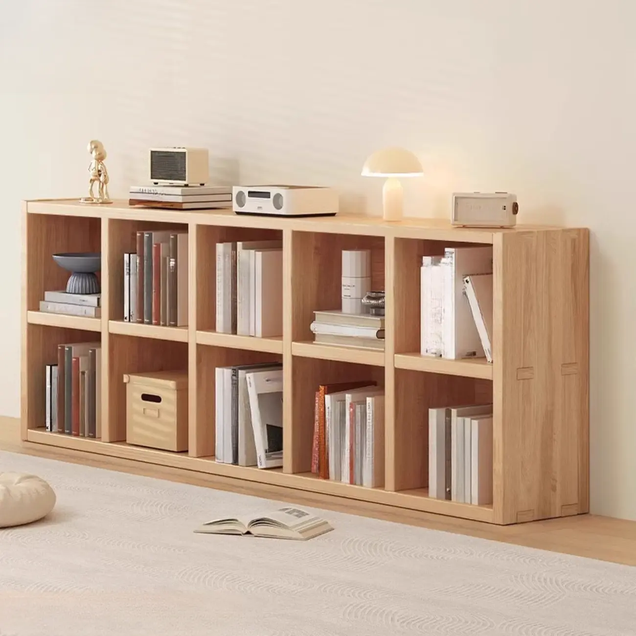 Horizontal Natural Finish 6-Cube Wood Shevling Unit Bookcase Image - 2 | homeyfad