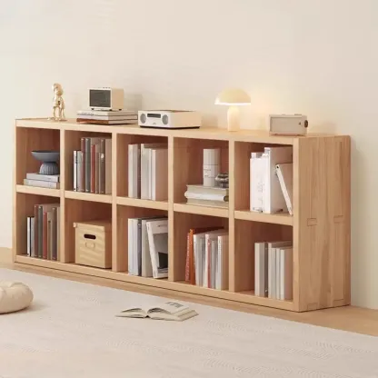 Horizontal Natural Finish 6-Cube Wood Shevling Unit Bookcase Image - 2