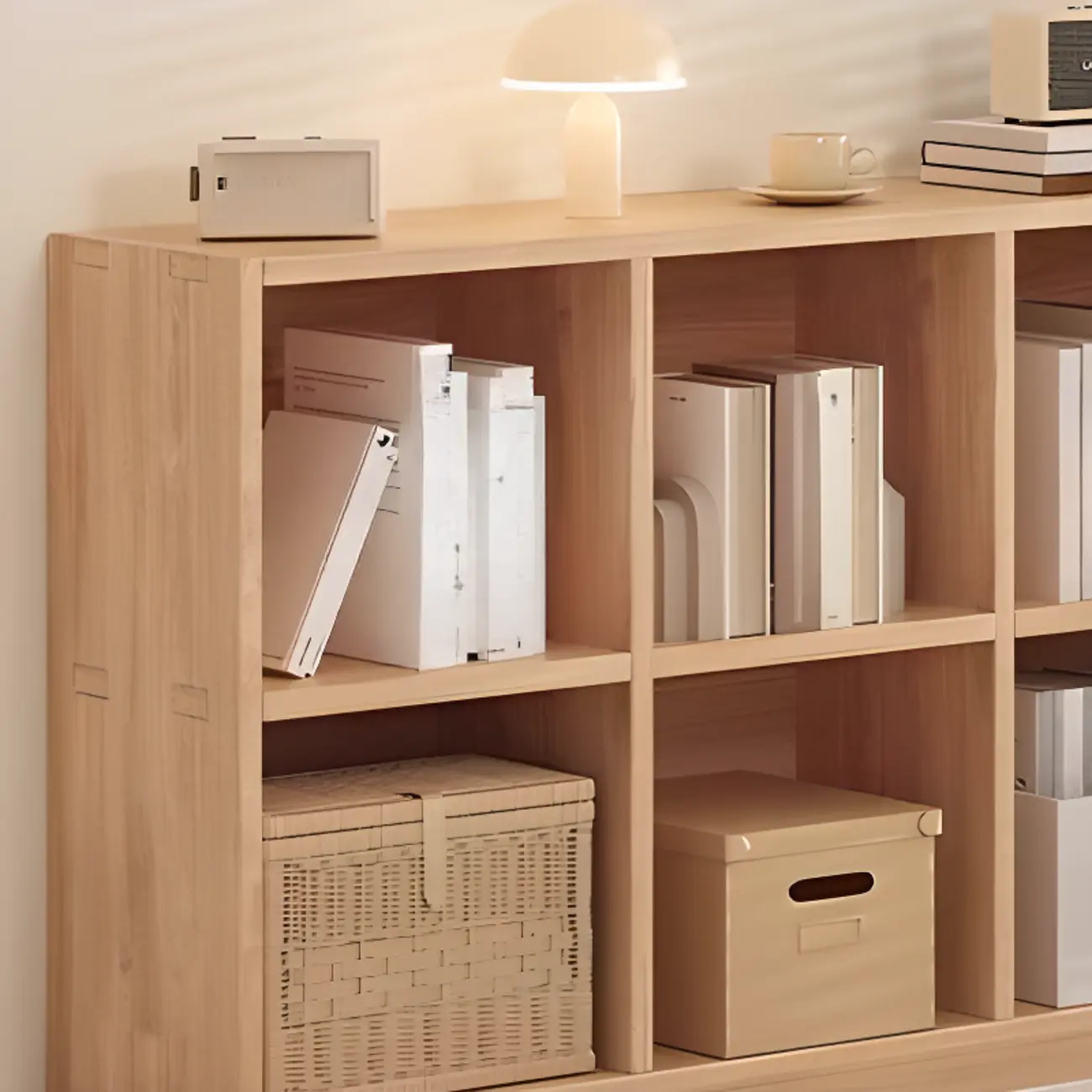 Horizontal Natural Finish 6-Cube Wood Shevling Unit Bookcase Image - 5 | homeyfad