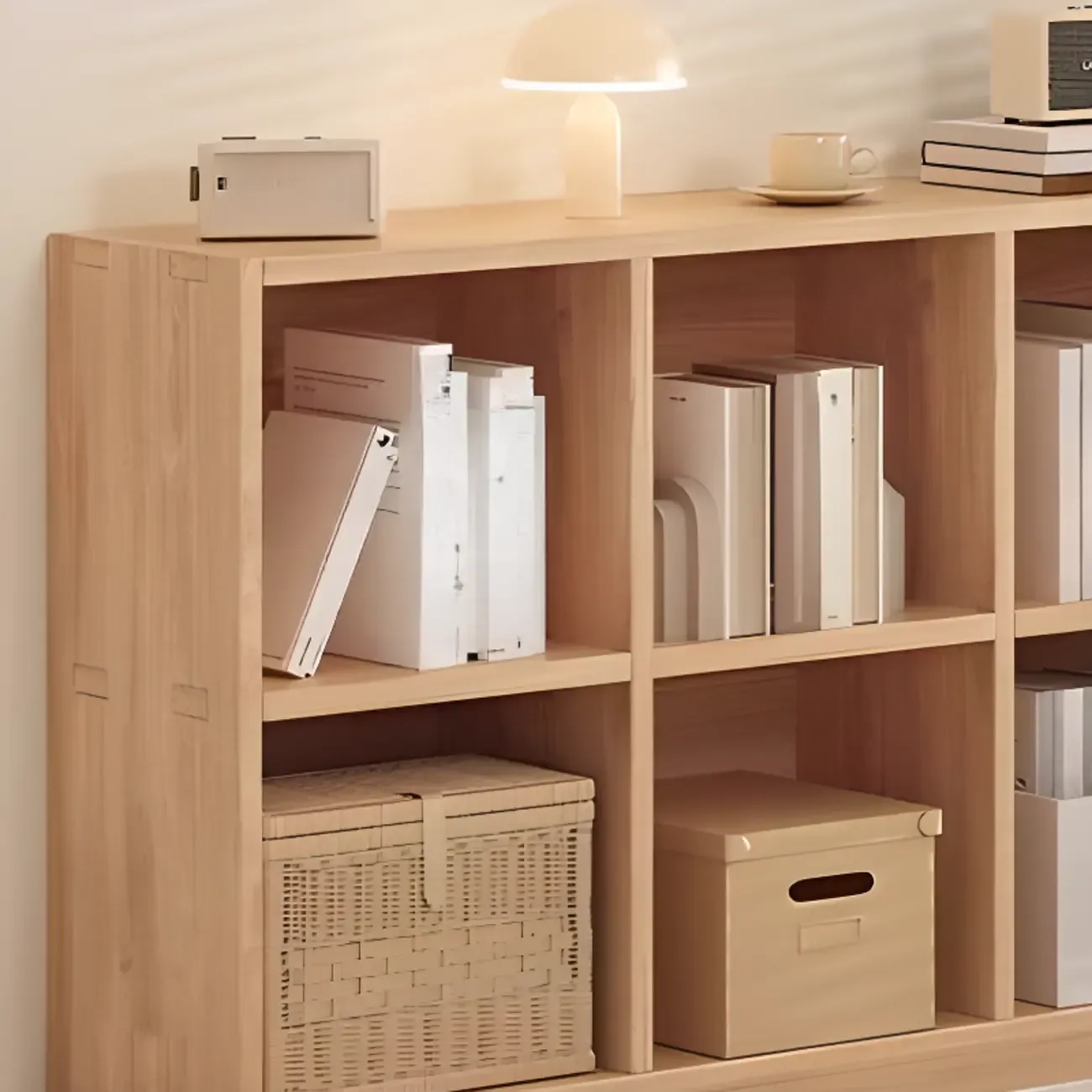 Horizontal Natural Finish 6-Cube Wood Shevling Unit Bookcase Image - 5