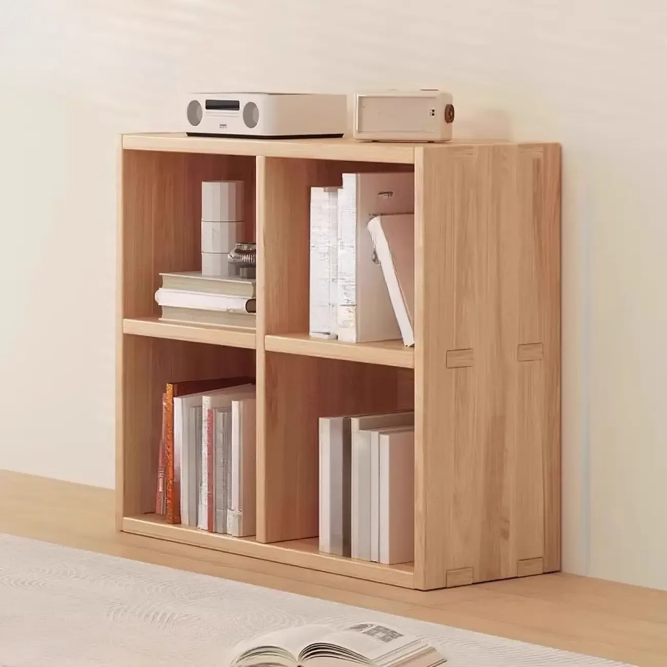 Horizontal Natural Finish 6-Cube Wood Shevling Unit Bookcase | HomeyFad