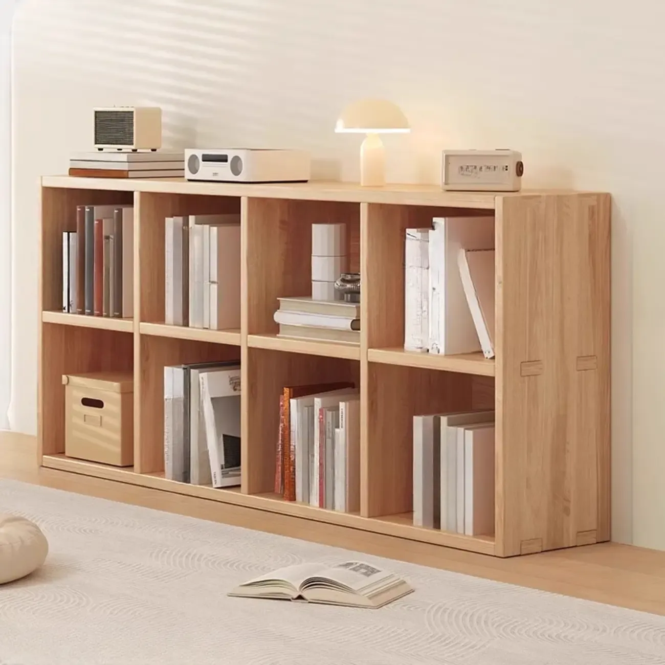 Horizontal Natural Finish 6-Cube Wood Shevling Unit Bookcase Image - 9