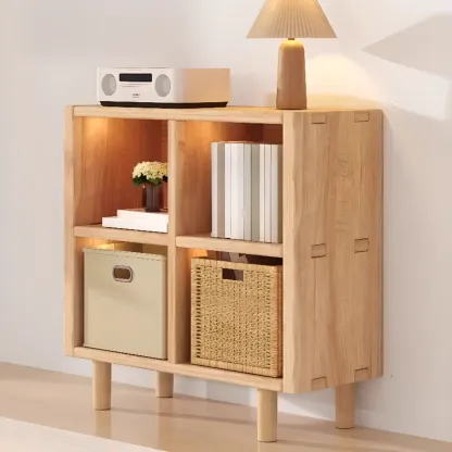 Horizontal Natural Finish 6-Cube Wood Shevling Unit Bookcase Image - 13