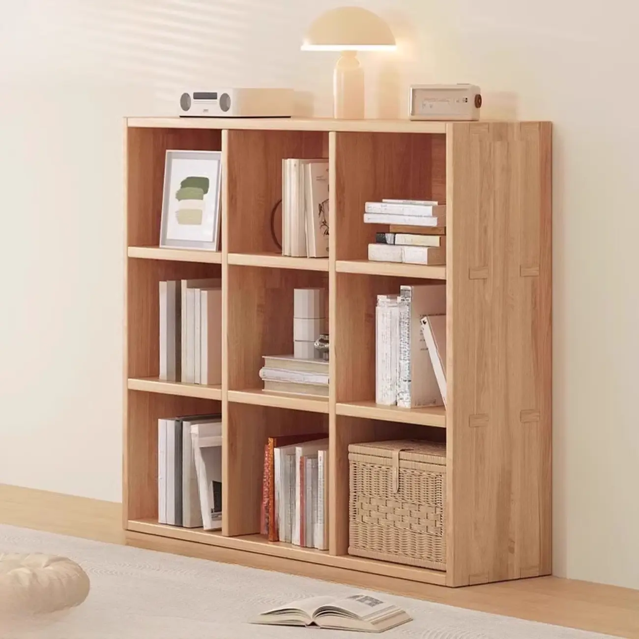 Horizontal Natural Finish 6-Cube Wood Shevling Unit Bookcase Image - 18 | homeyfad