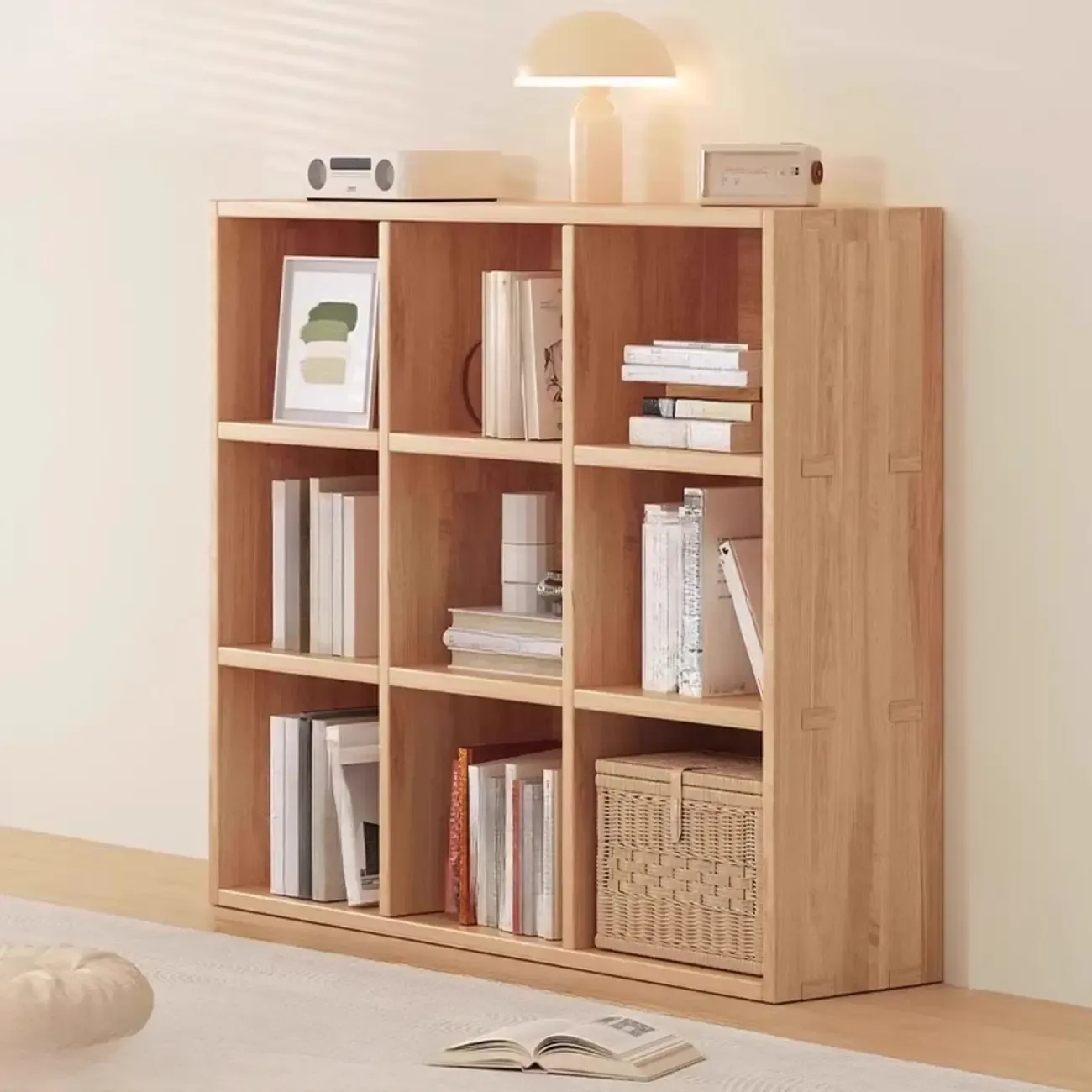Horizontal Natural Finish 6-Cube Wood Shevling Unit Bookcase Image - 18