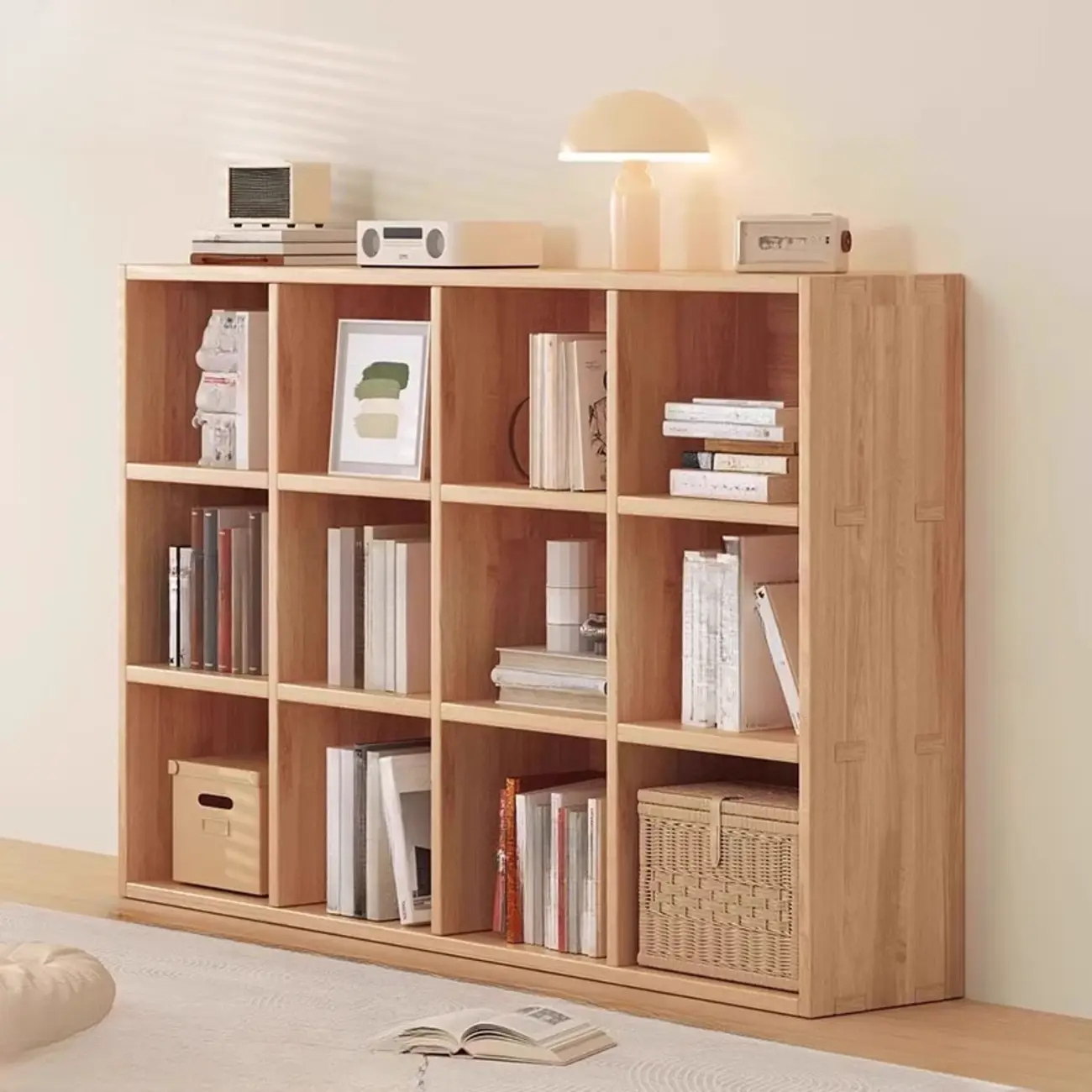 Horizontal Natural Finish 6-Cube Wood Shevling Unit Bookcase Image - 19 | homeyfad