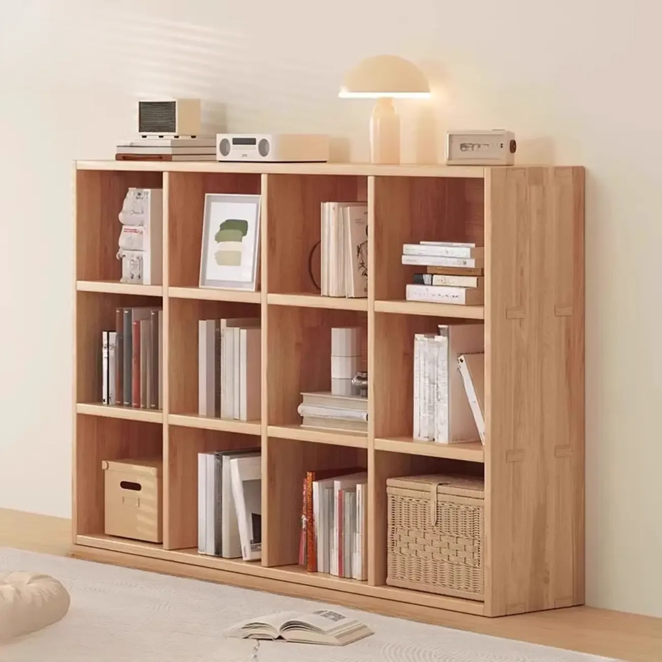 Horizontal Natural Finish 6-Cube Wood Shevling Unit Bookcase Image - 19