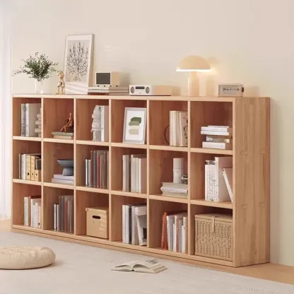 Horizontal Natural Finish 6-Cube Wood Shevling Unit Bookcase Image - 21