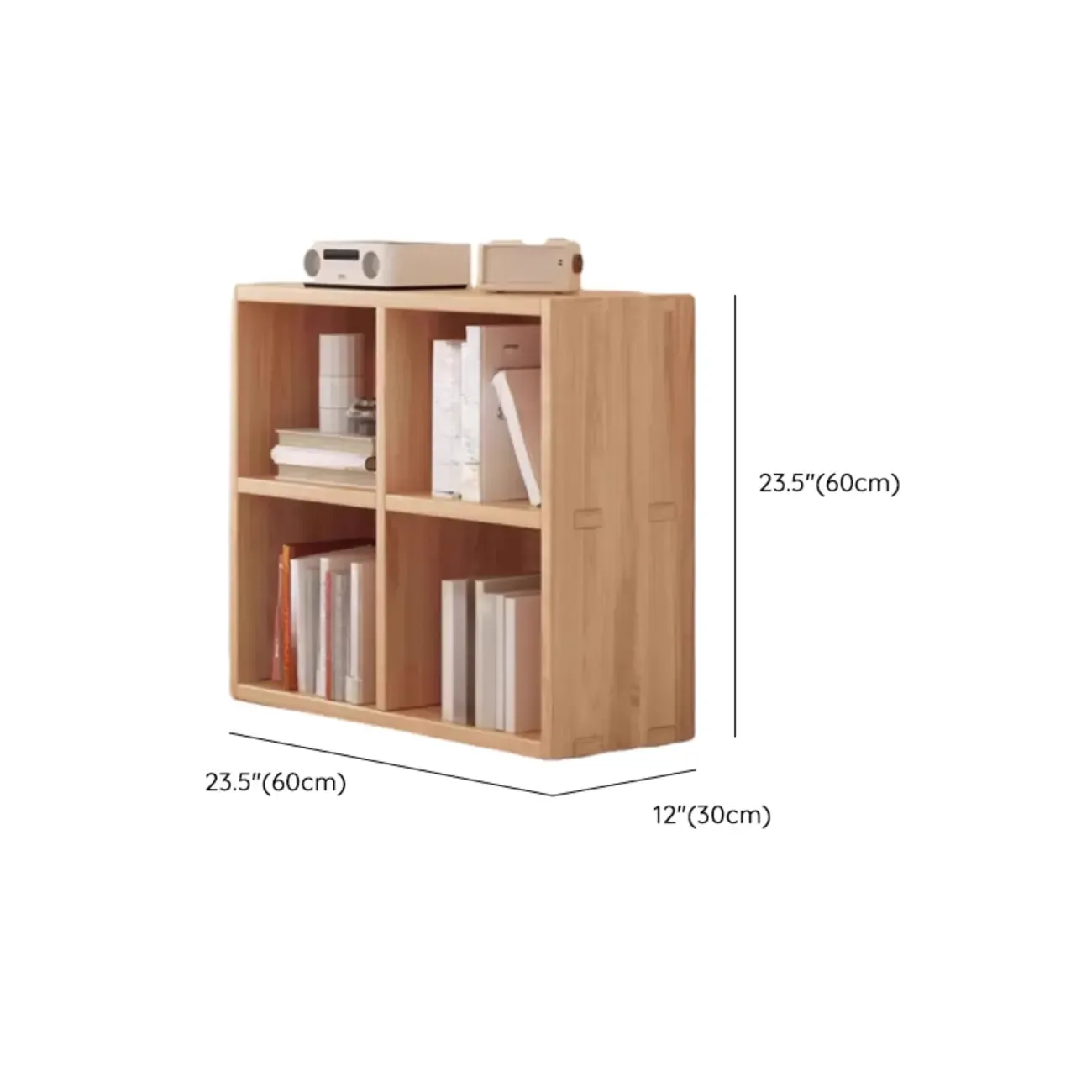 Horizontal Natural Finish 6-Cube Wood Shevling Unit Bookcase #size
