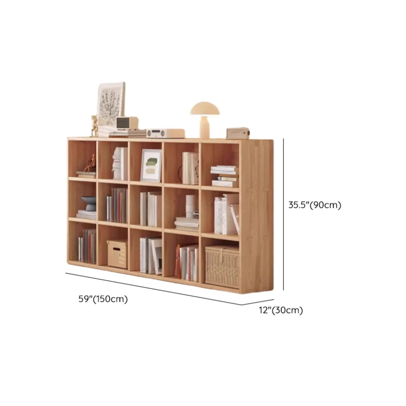 Horizontal Natural Finish 6-Cube Wood Shevling Unit Bookcase Image - 28 | homeyfad