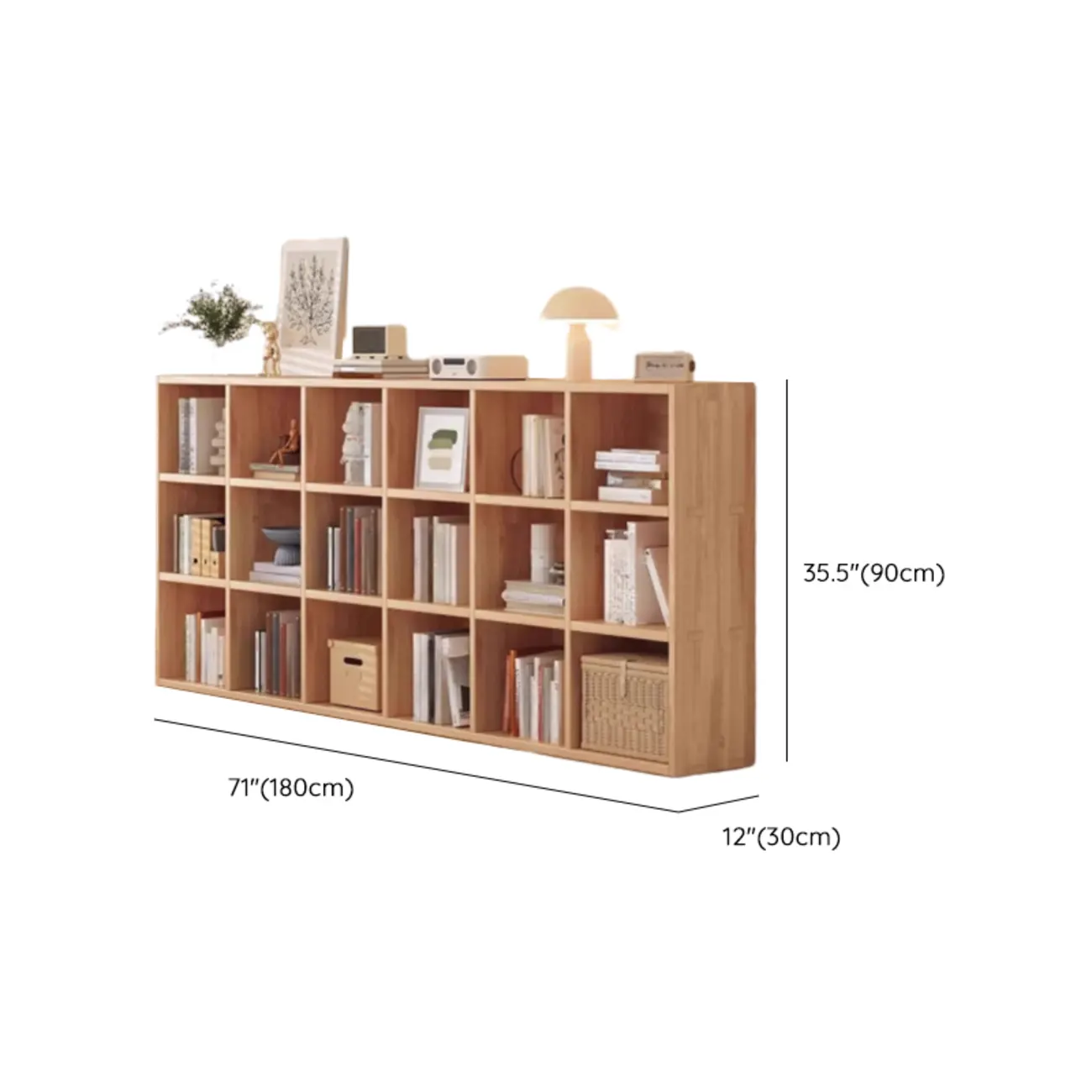 Horizontal Natural Finish 6-Cube Wood Shevling Unit Bookcase Image - 29 | homeyfad