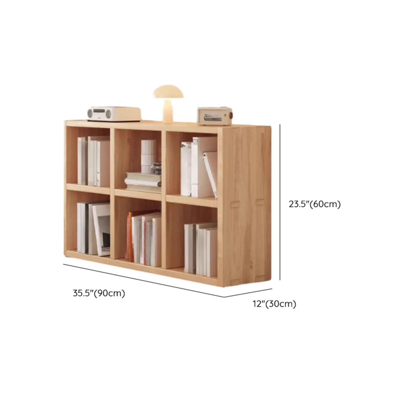 Horizontal Natural Finish 6-Cube Wood Shevling Unit Bookcase Image - 30 | homeyfad
