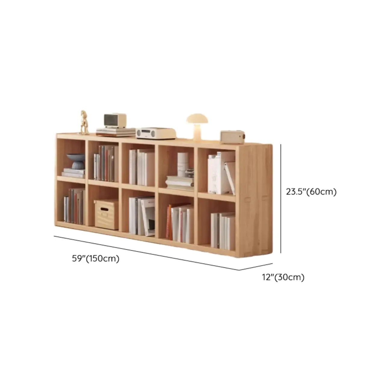 Horizontal Natural Finish 6-Cube Wood Shevling Unit Bookcase Image - 33