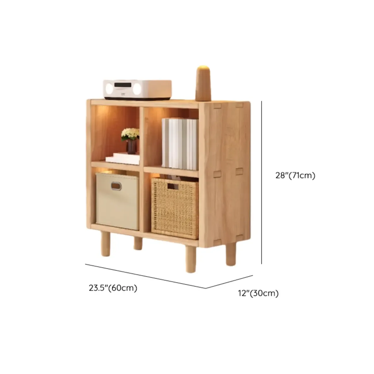 Horizontal Natural Finish 6-Cube Wood Shevling Unit Bookcase Image - 36