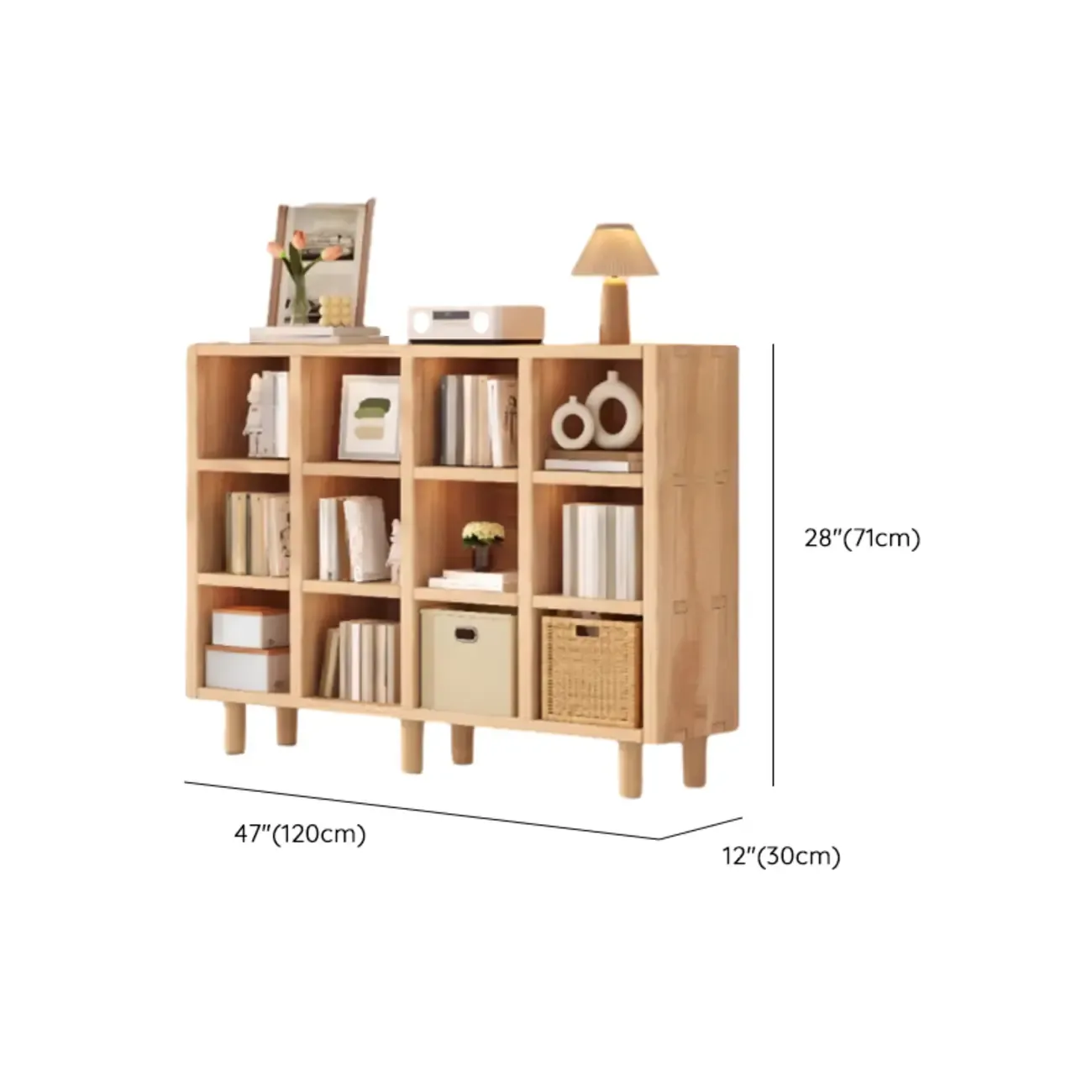Horizontal Natural Finish 6-Cube Wood Shevling Unit Bookcase Image - 37
