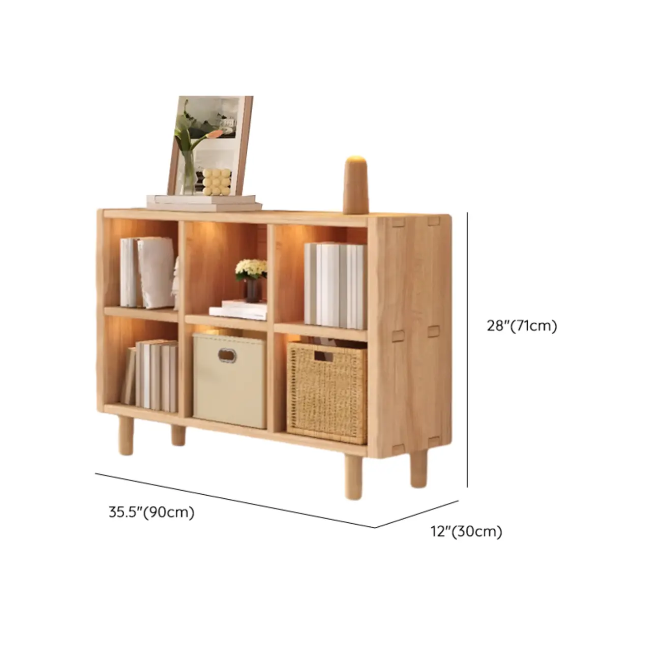 Horizontal Natural Finish 6-Cube Wood Shevling Unit Bookcase Image - 38 | homeyfad