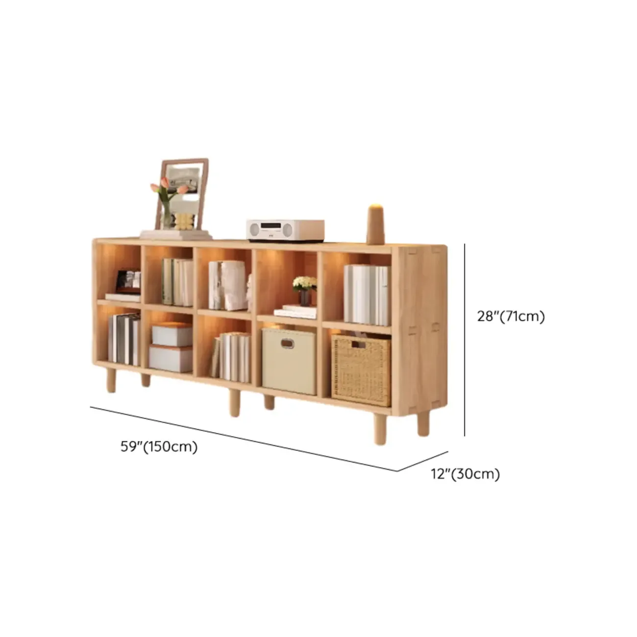 Horizontal Natural Finish 6-Cube Wood Shevling Unit Bookcase Image - 39