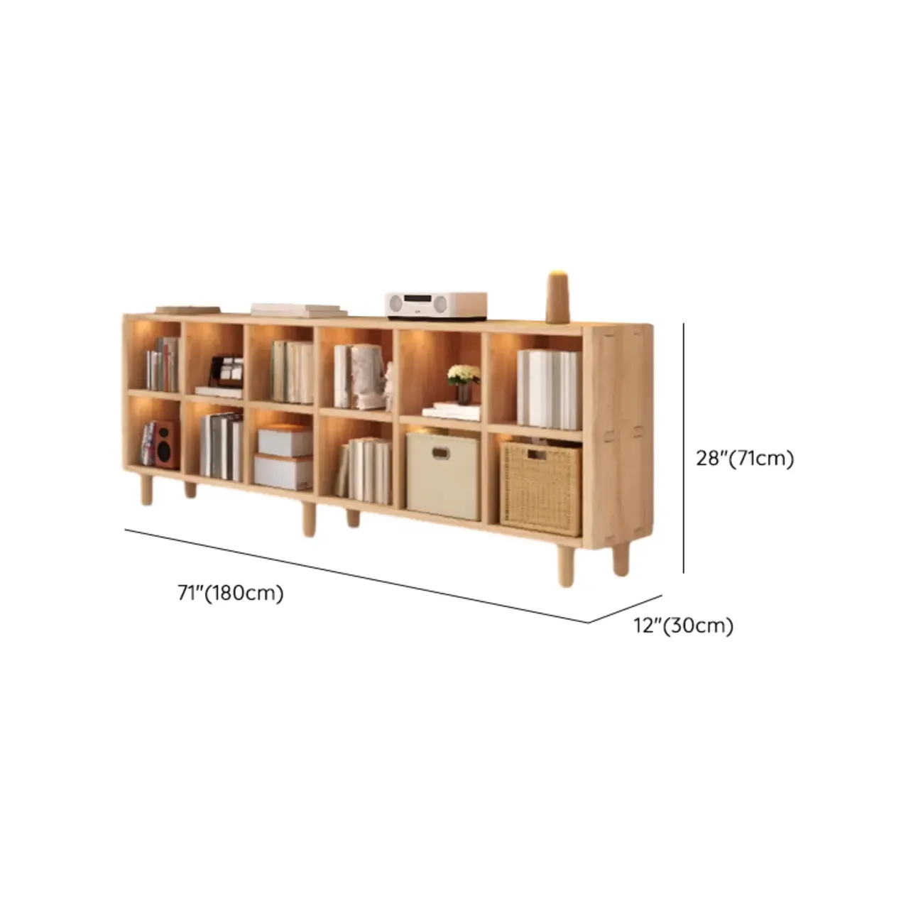 Horizontal Natural Finish 6-Cube Wood Shevling Unit Bookcase Image - 40