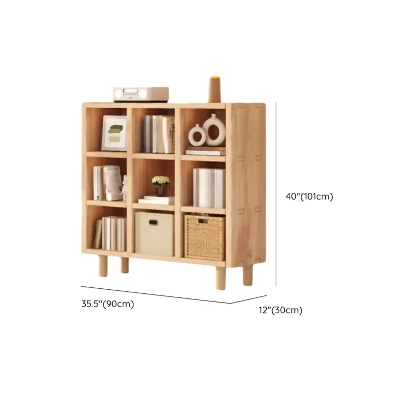 Horizontal Natural Finish 6-Cube Wood Shevling Unit Bookcase Image - 41
