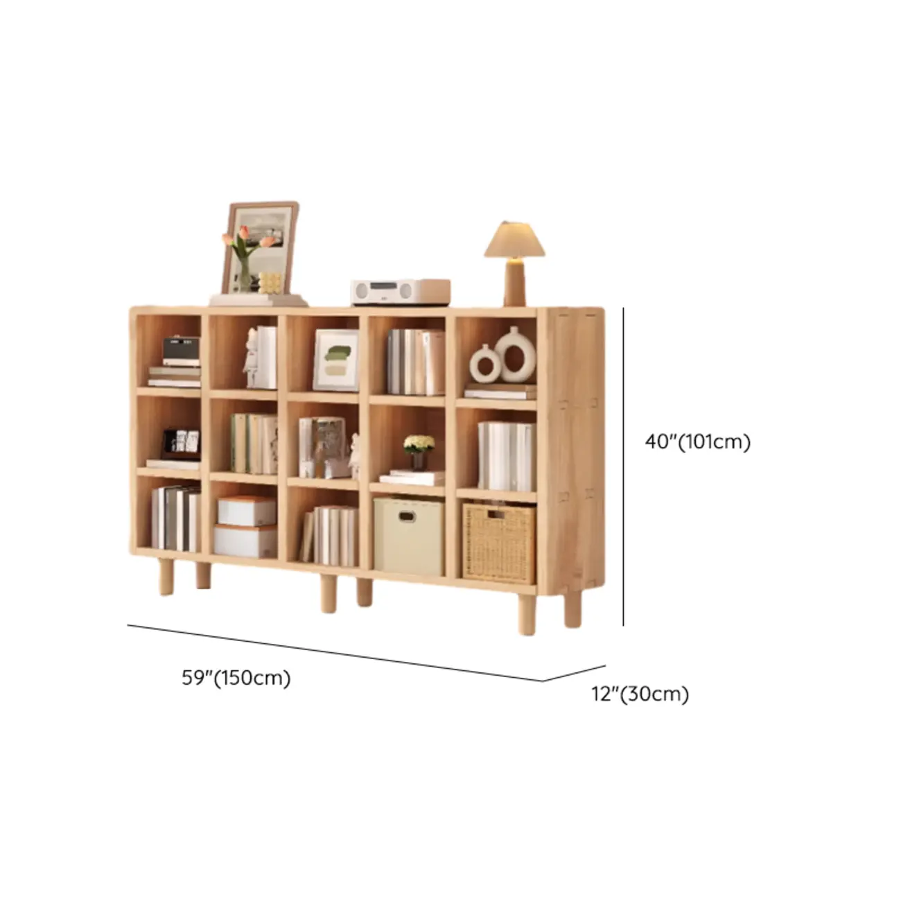 Horizontal Natural Finish 6-Cube Wood Shevling Unit Bookcase Image - 42 | homeyfad