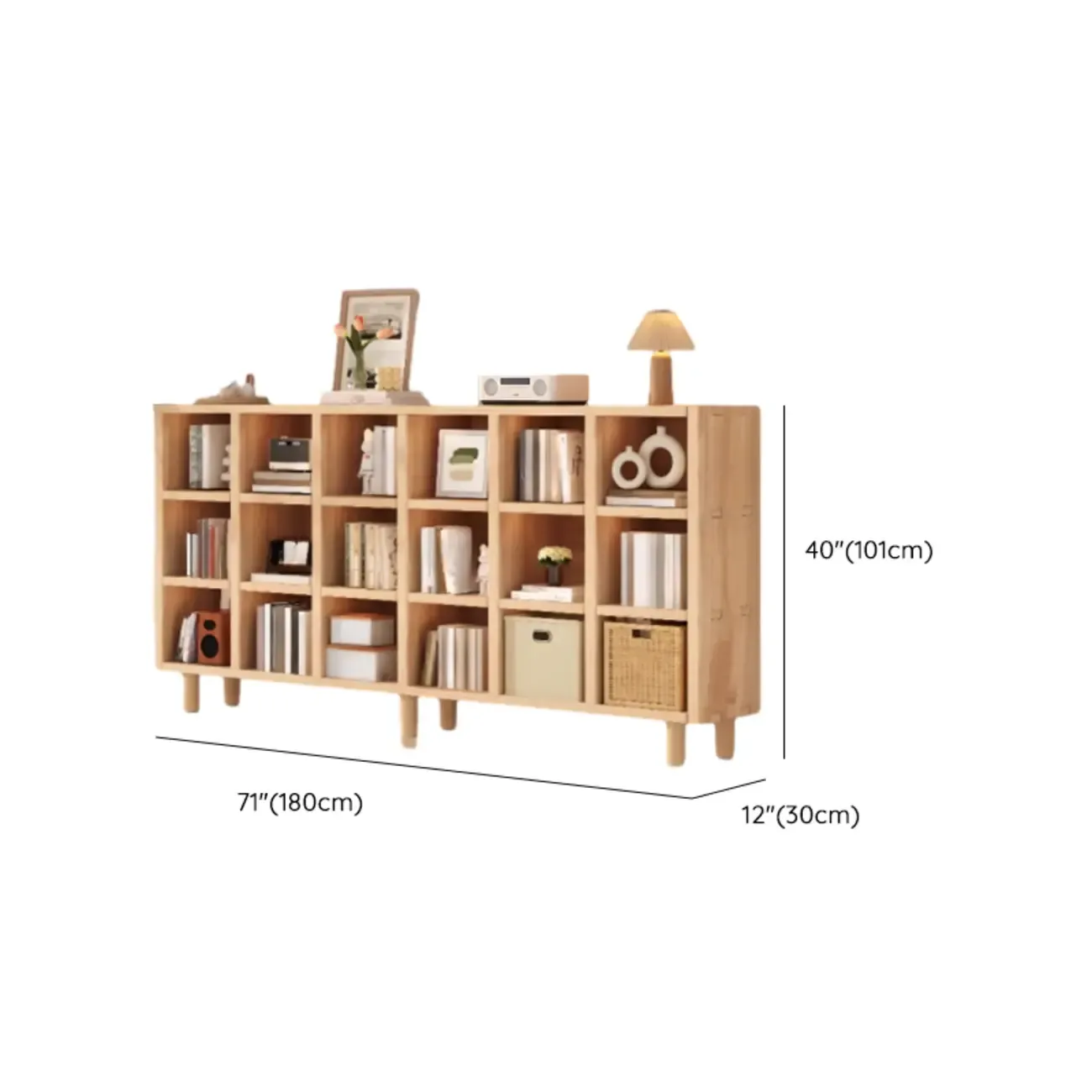 Horizontal Natural Finish 6-Cube Wood Shevling Unit Bookcase Image - 43