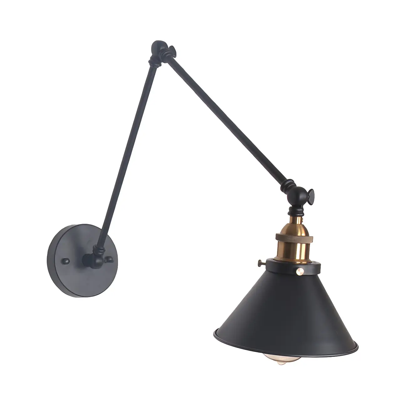 Cone Shade Metal Retro Swing Arm Wall Light Image - 7 | homeyfad