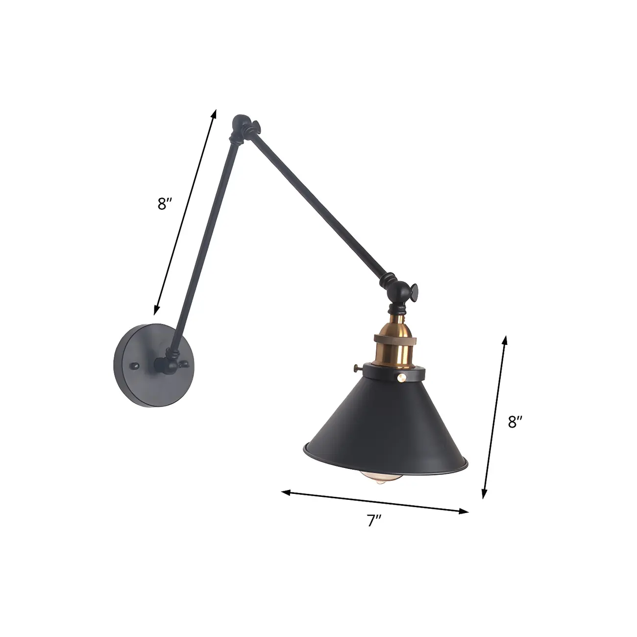 Cone Shade Metal Retro Swing Arm Wall Light Image - 9 | homeyfad