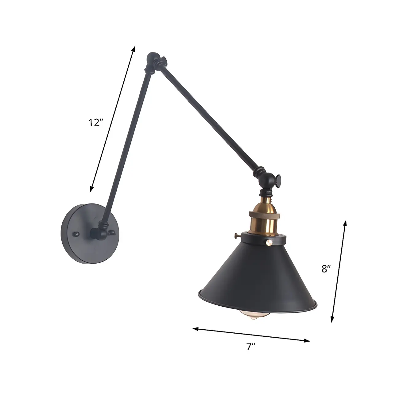 Cone Shade Metal Retro Swing Arm Wall Light Image - 10 | homeyfad