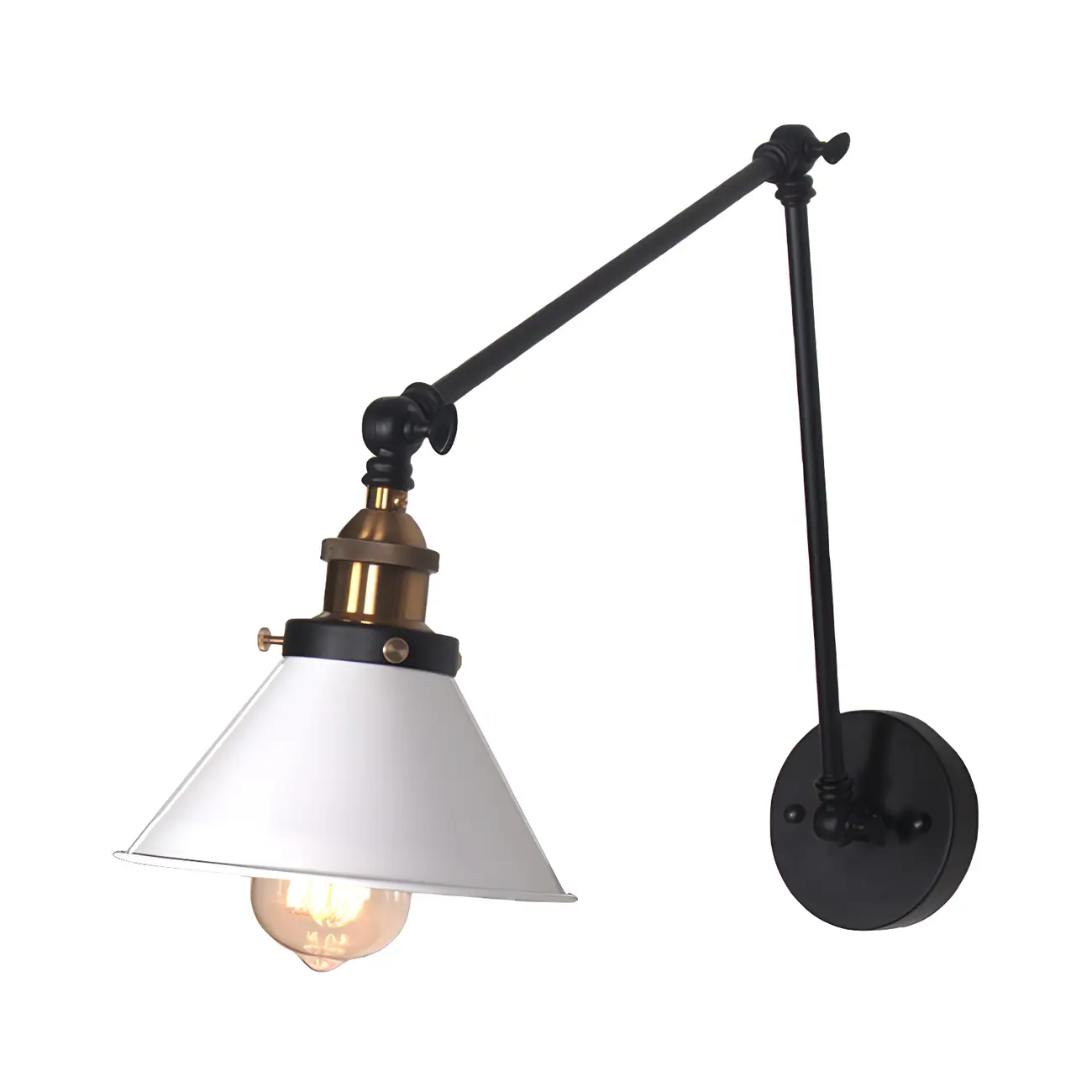 Cone Shade Metal Retro Swing Arm Wall Light Image - 8 | homeyfad