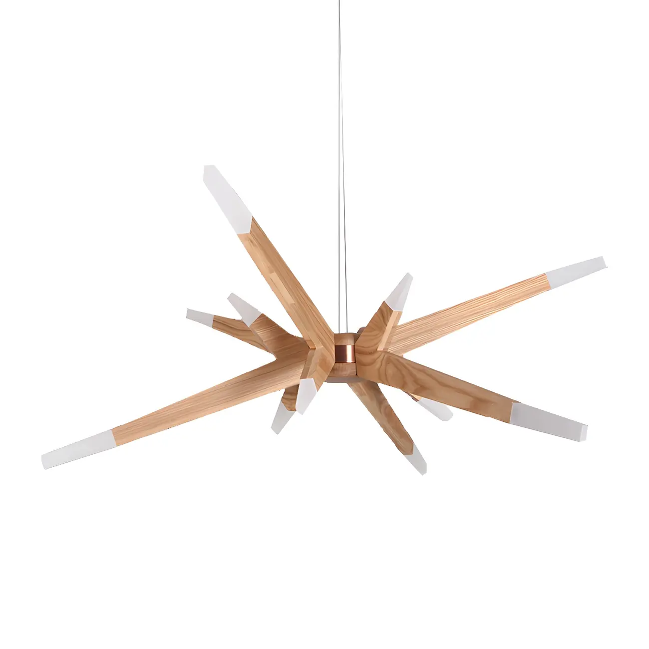 Wooden Starburst LED Chandelier Modern Minimalist Design Image - 3 | homeyfad