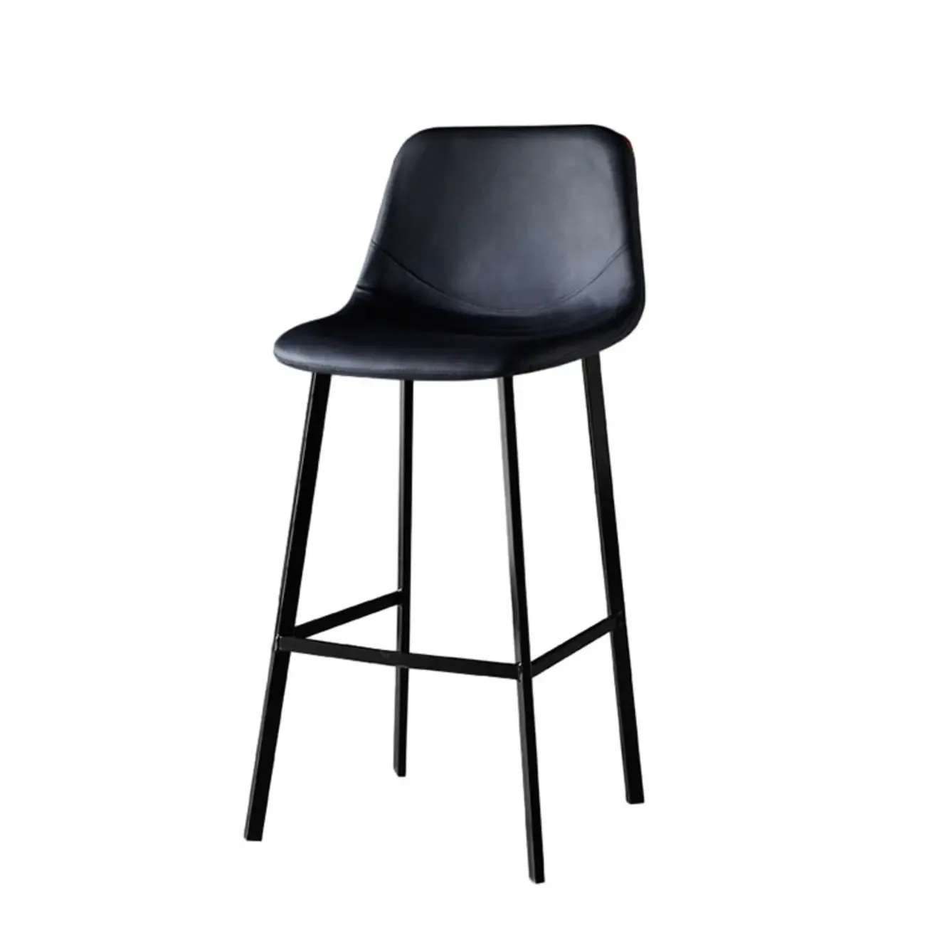 Gray Bucket Metal Leather Seating Armless Bar Stool Image - 10