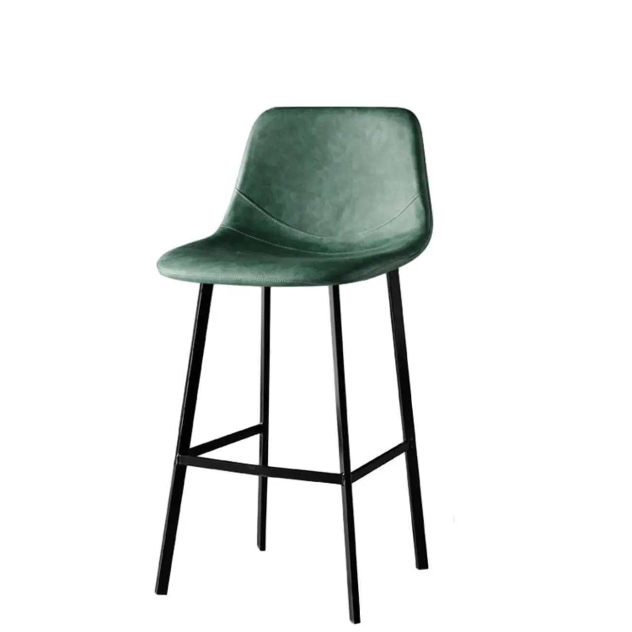 Gray Bucket Metal Leather Seating Armless Bar Stool Image - 12 | homeyfad