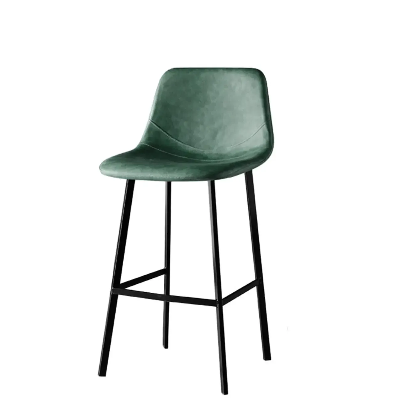Gray Bucket Metal Leather Seating Armless Bar Stool Image - 12