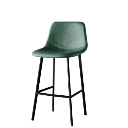 Gray Bucket Metal Leather Seating Armless Bar Stool Image - 12