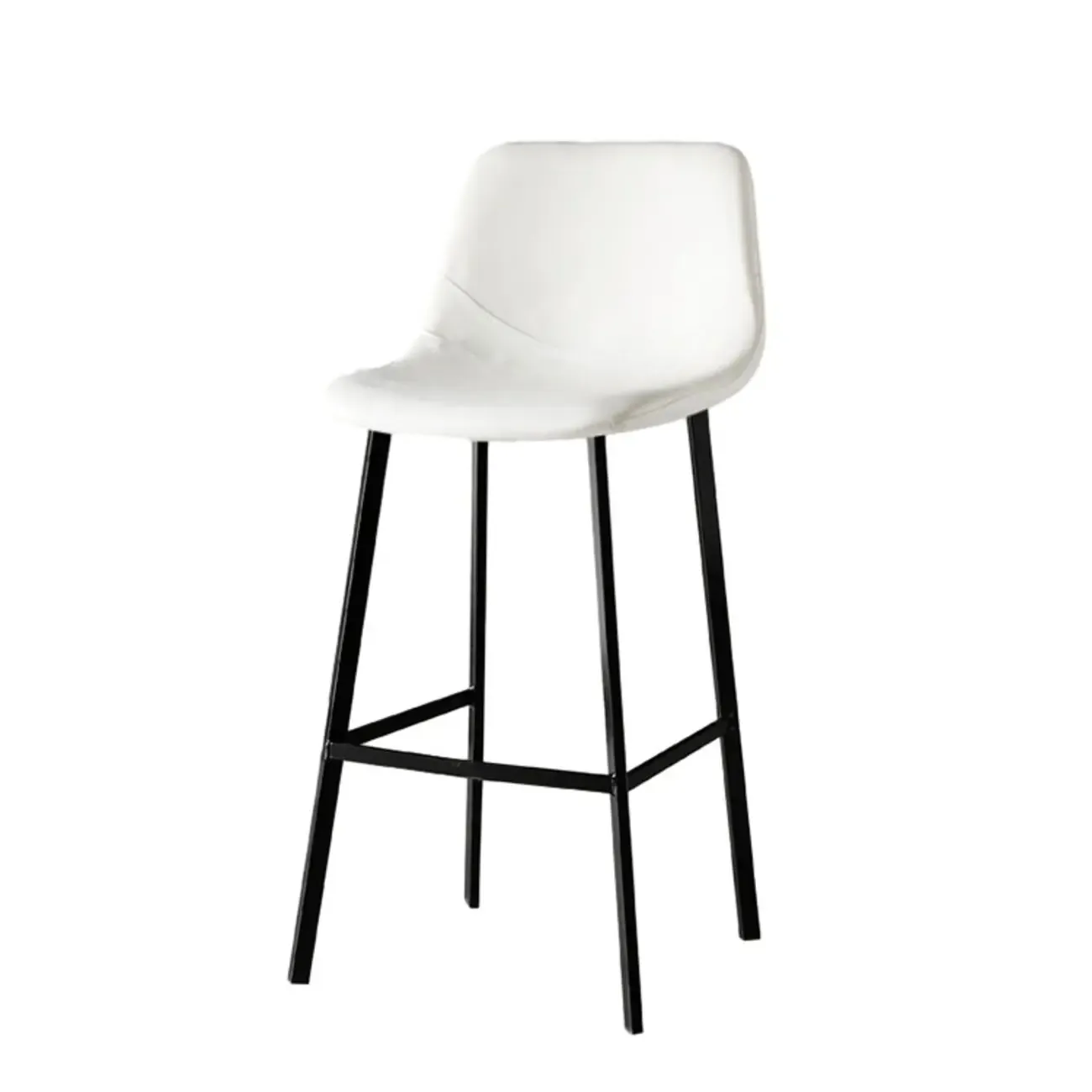 Gray Bucket Metal Leather Seating Armless Bar Stool Image - 14