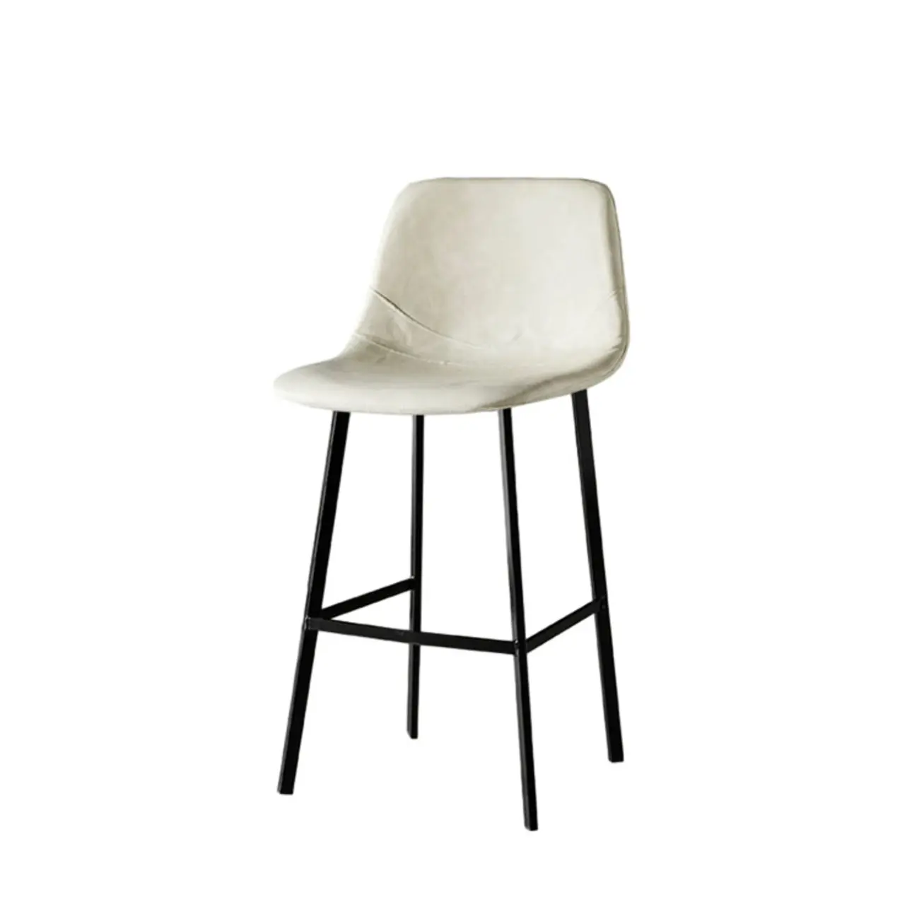 Gray Bucket Metal Leather Seating Armless Bar Stool Image - 16 | homeyfad