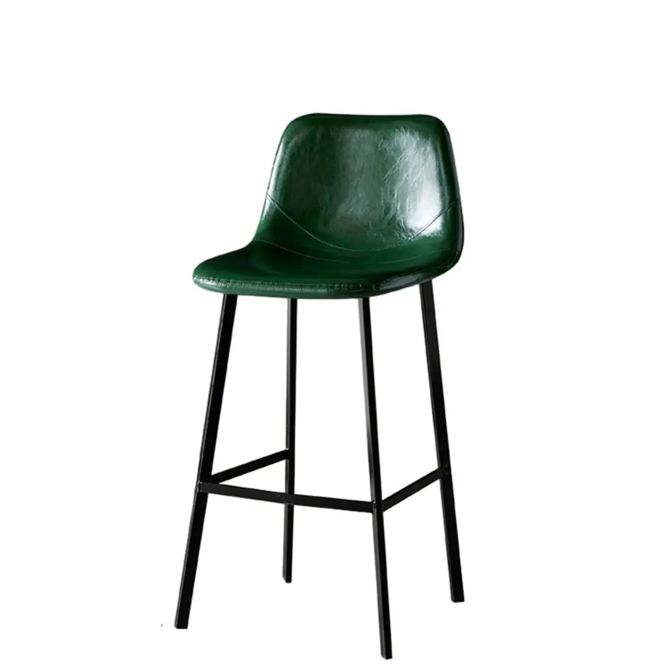 Gray Bucket Metal Leather Seating Armless Bar Stool Image - 17 | homeyfad