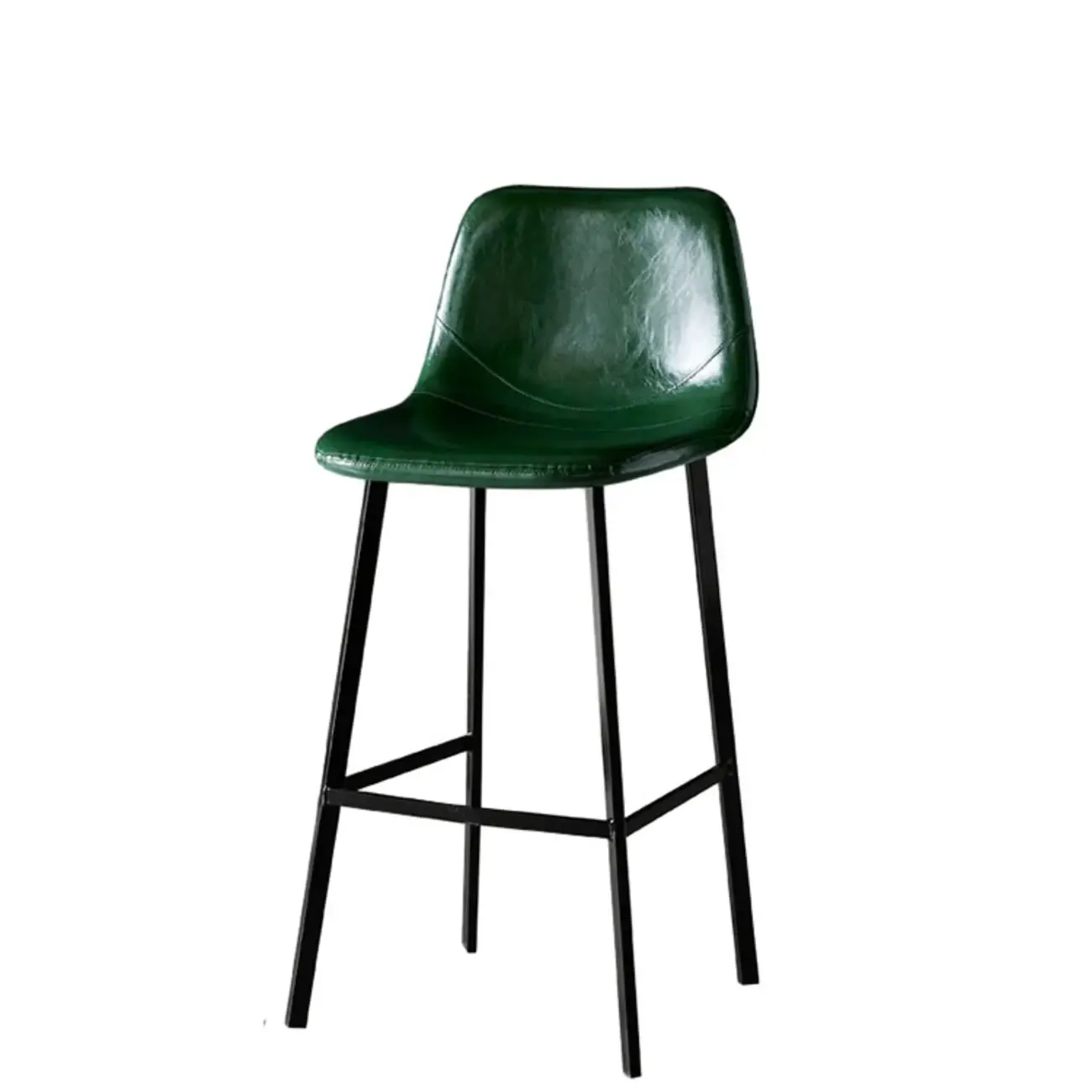 Gray Bucket Metal Leather Seating Armless Bar Stool Image - 17