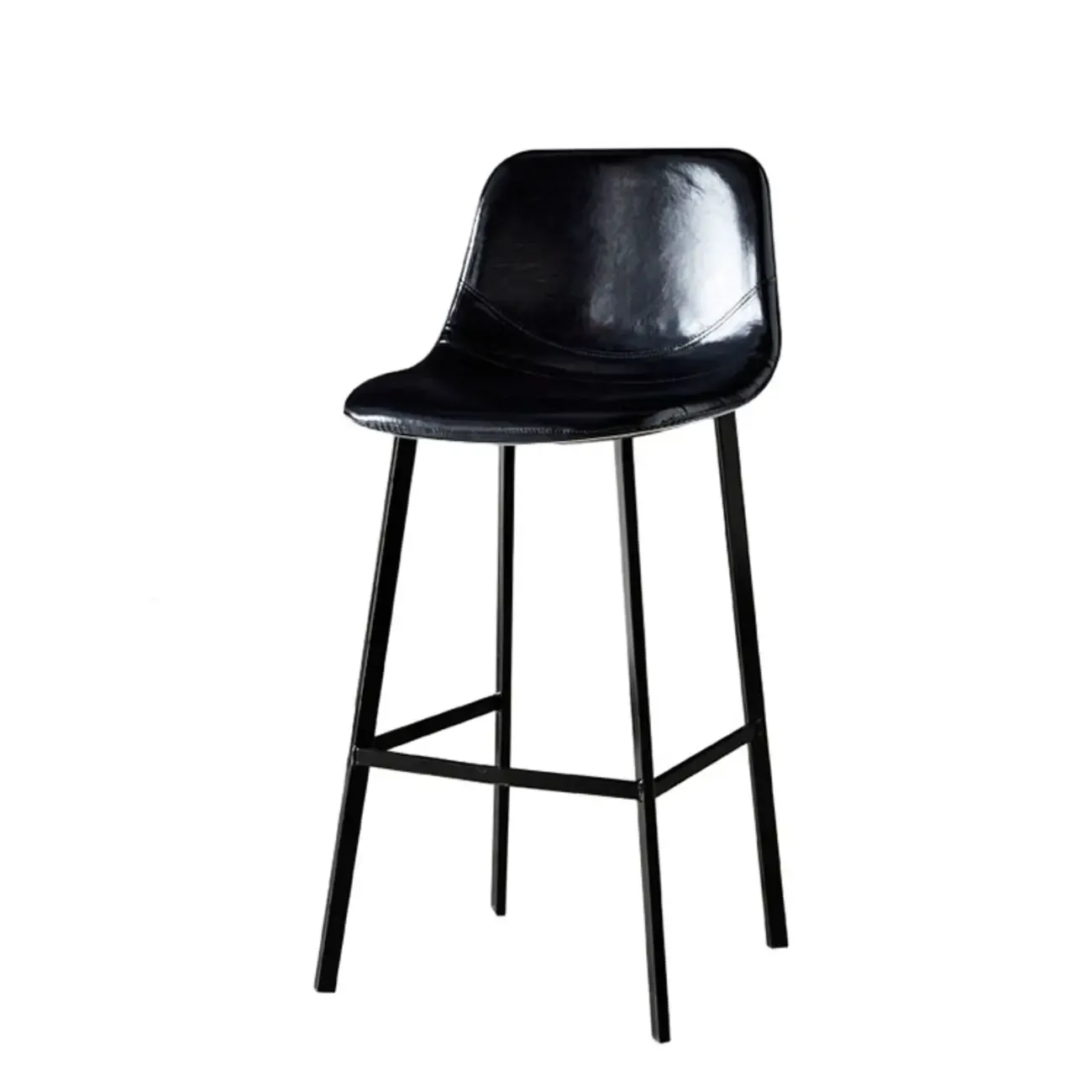 Gray Bucket Metal Leather Seating Armless Bar Stool Image - 18