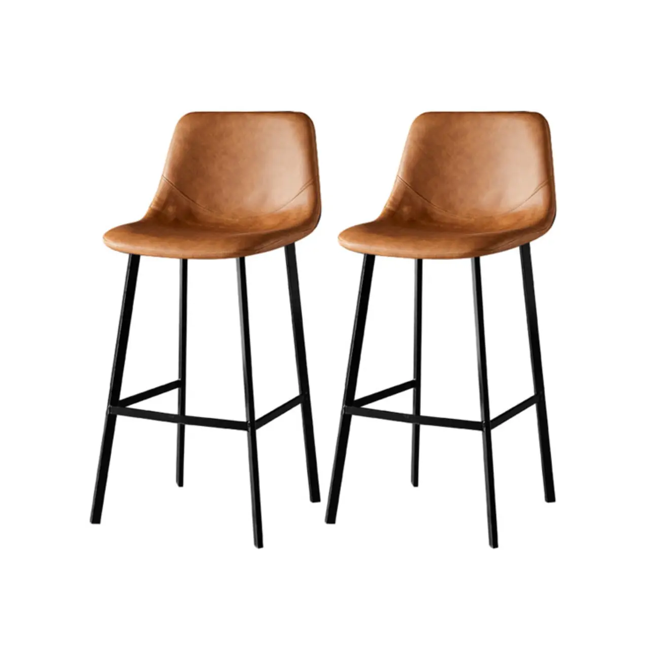 Gray Bucket Metal Leather Seating Armless Bar Stool Image - 19 | homeyfad